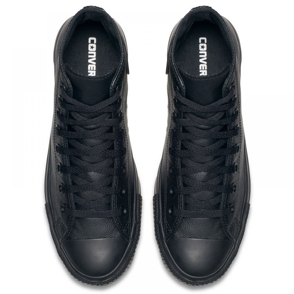 Converse Chuck Taylor All Star Leather High Top in Black Monochrome