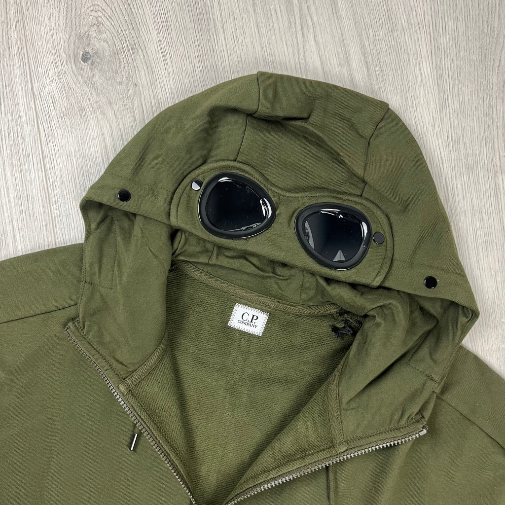 CP Company Raised Fleece Goggle Hoodie - Ivy Green
