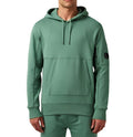Cp Company Heavy Lens Overhead Hoodie In Frosty Green