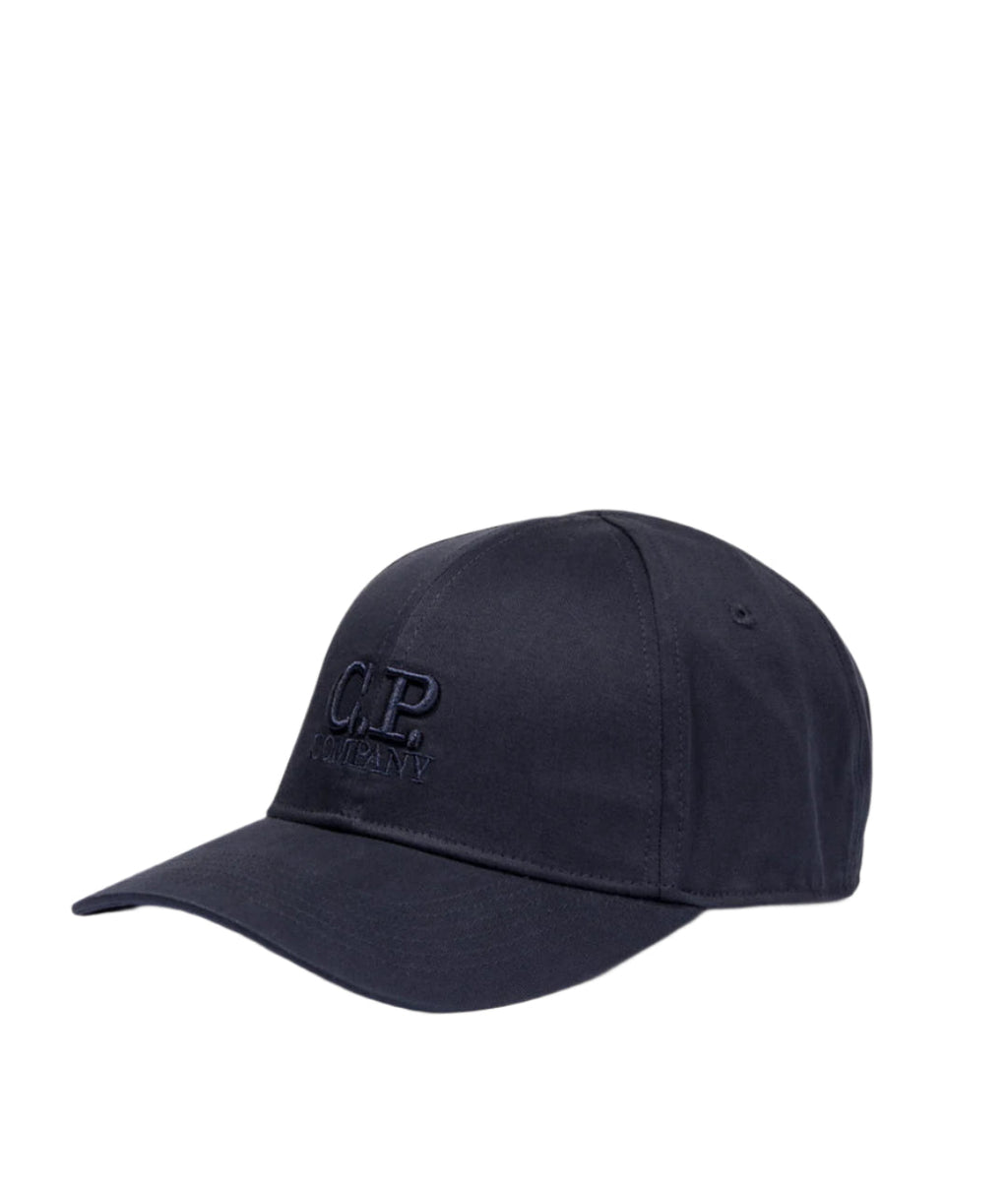 Cp Company Gabardine Logo Cap In Navy