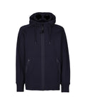 Cp Company Diagonal Raised Goggle Full Zip Hoodie In Navy