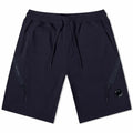 Cp Company Loose Fit Diagonal Raised Fleece Lens Shorts in Navy