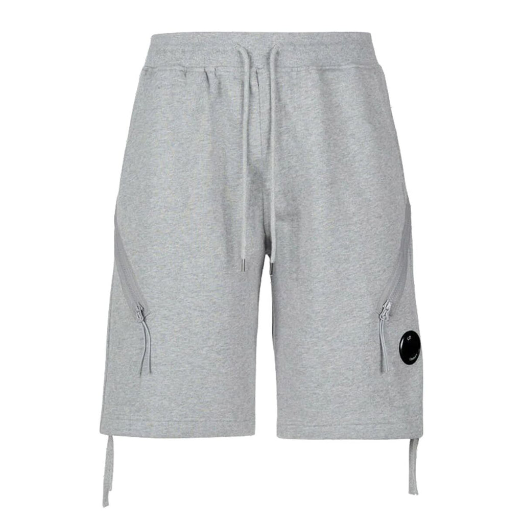 Cp Company Loose Fit Diagonal Raised Fleece Lens Shorts in Grey