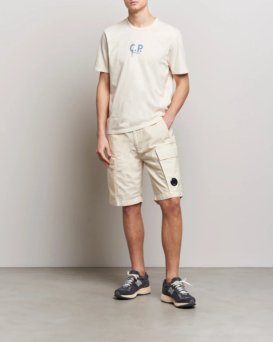 Cp Company Lens Ottoman Cargo Shorts In Beige