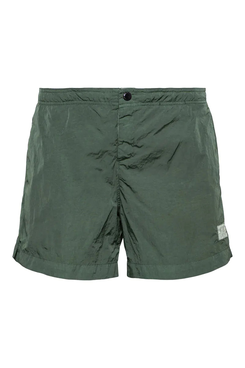 Cp Company 201A Eco Chrome-R Button Swimshorts In Duck Green