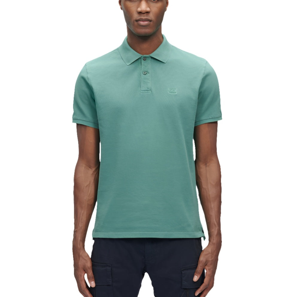 Cp Company Resist Dyed Regular Fit Short Sleeve Polo 140A In Frosty Green